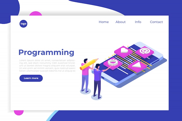 coding, software development, programming isometric concept