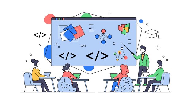 coding tutorial and programming class illustration