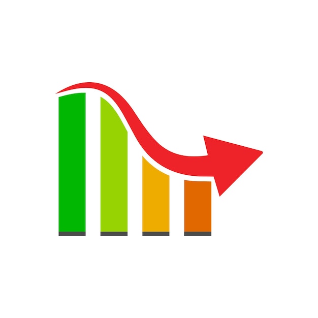 colorful decrease arrow chart icon template