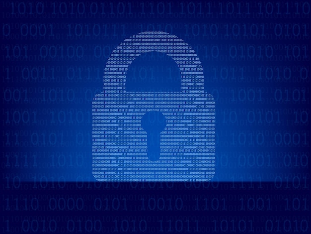 computer binary code on blue screen