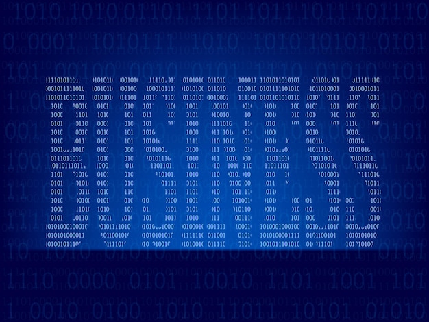 computer binary code on blue screen