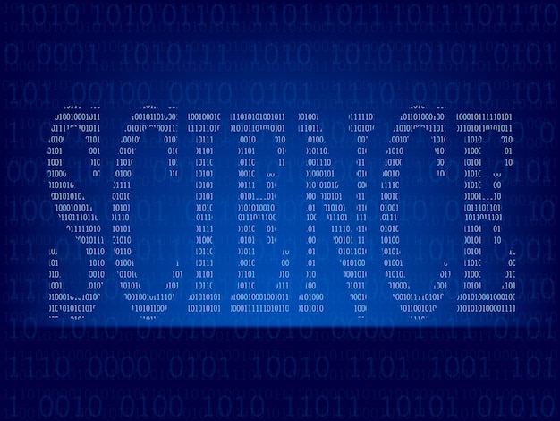 computer binary code on blue screen