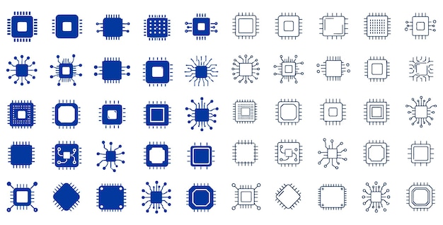 computer chip processor elements set