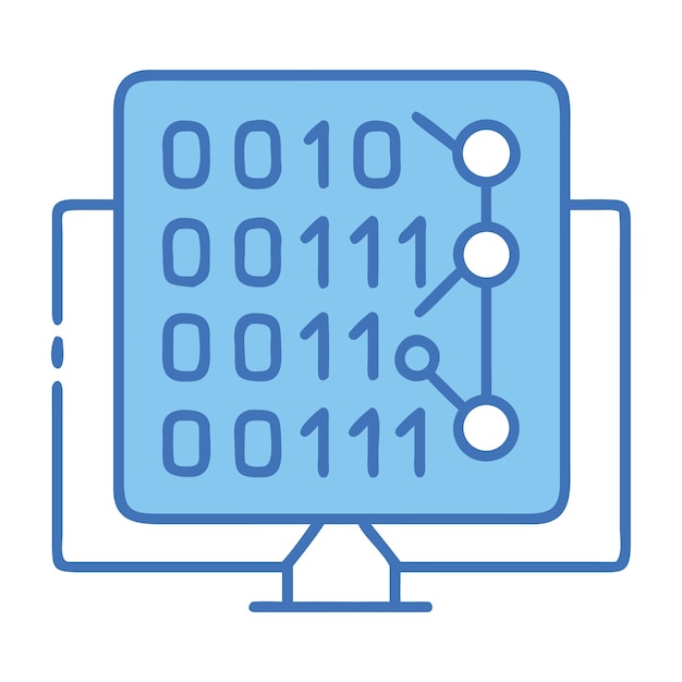computer screen displaying binary data matrix pattern representing code security analysis