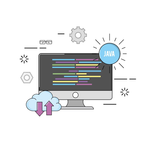 computer with code programing software data