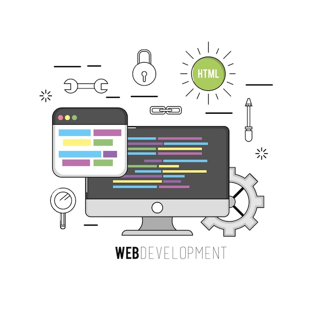 computer with code programing software data