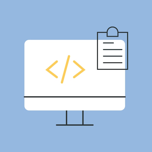 a computer work the icon blue background programming write code code programmer working with