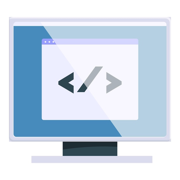 Computermonitor met weergave van code programmeertaal html css javascript icoon