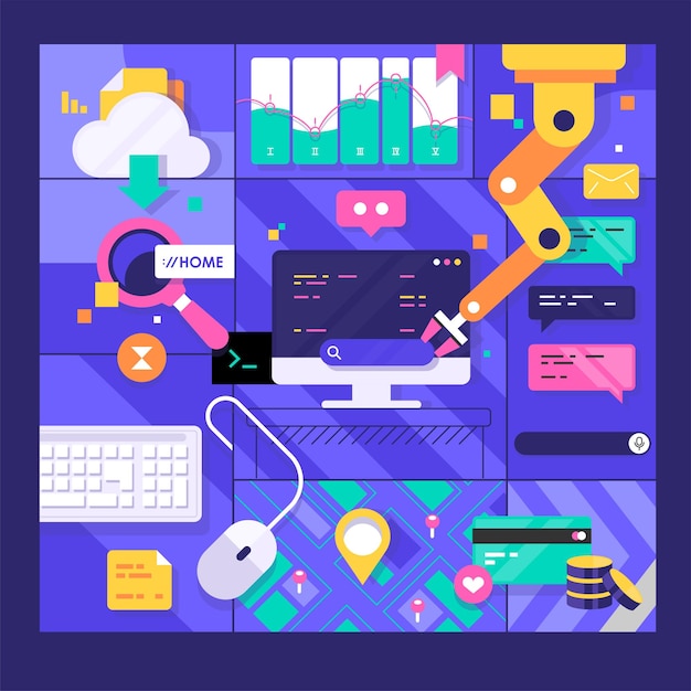 concept of computer programming or developing software or game engineering coding
