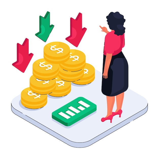 creative design illustration of money decrease