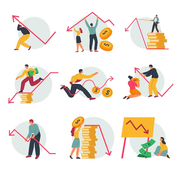 crisis and decrease in revenue people with money