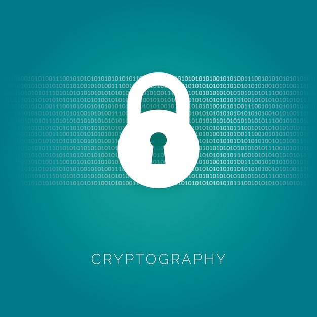 cryptography concept with lock and binary code. 