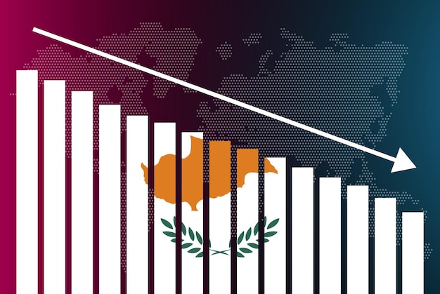 cyprus bar chart graph decreasing values crisis and downgrade news banner fail and decrease