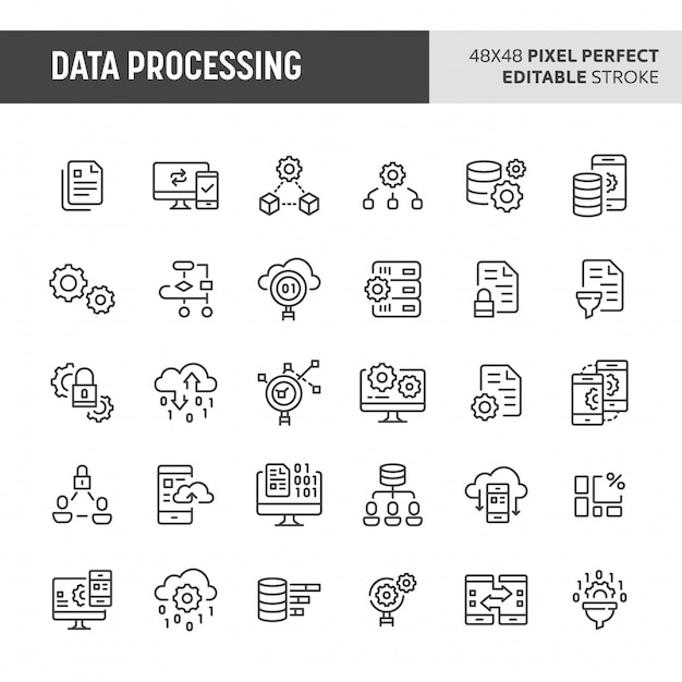 data processing  icon set