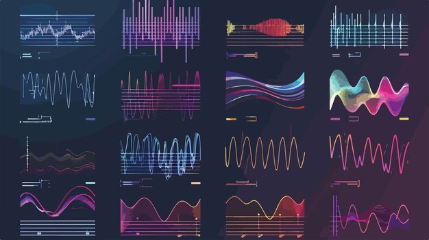 data waveform and frequency visualization elements set