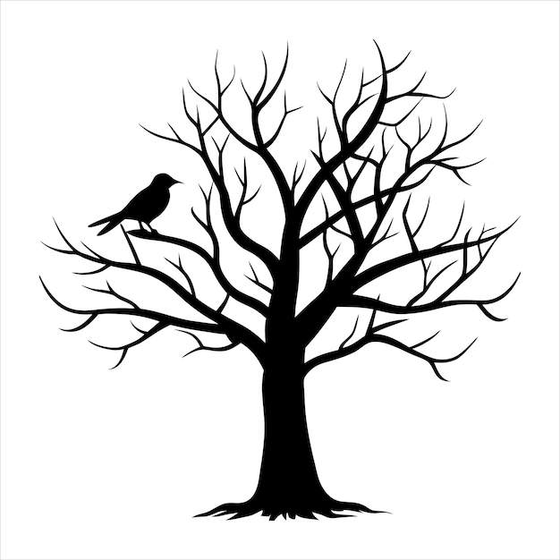 deadtreesilhouetteclipartbirdsitting svg
