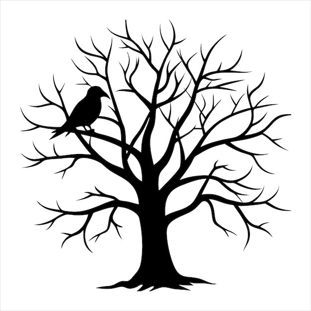 deadtreesilhouetteclipartbirdsitting svg