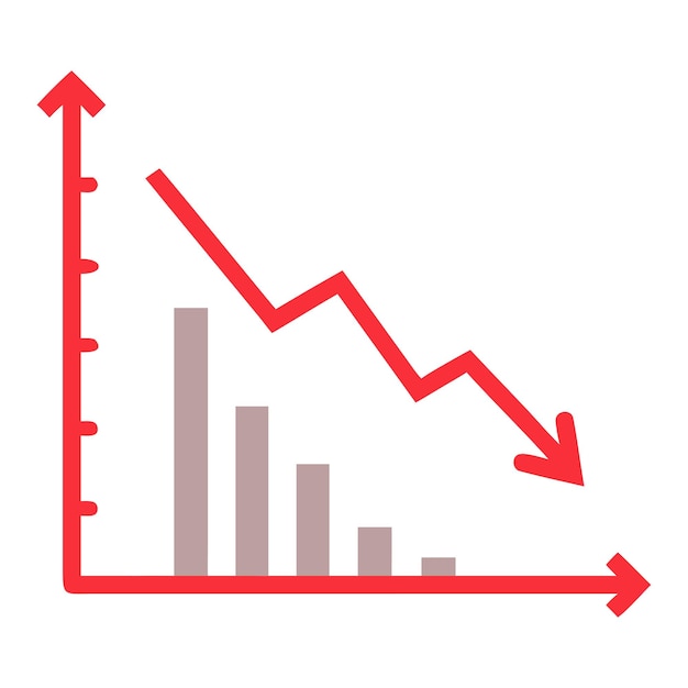declining trend financial graph showing loss and decrease in value
