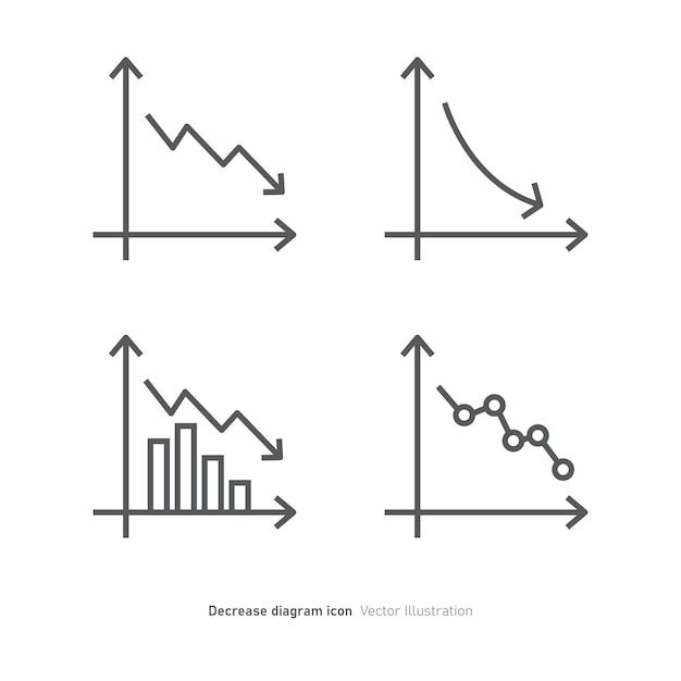 decrease diagram icon design graph down reduce symbol vector illustration