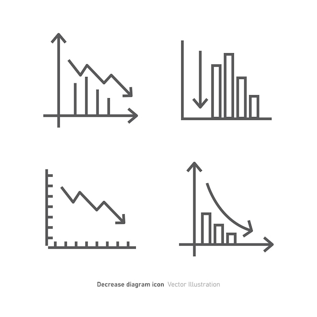 decrease diagram icon design graph down reduce symbol vector illustration