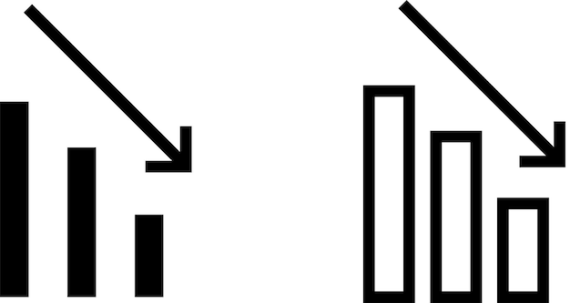 decrease graph chart down sign symbol glyph and line style vector illustration