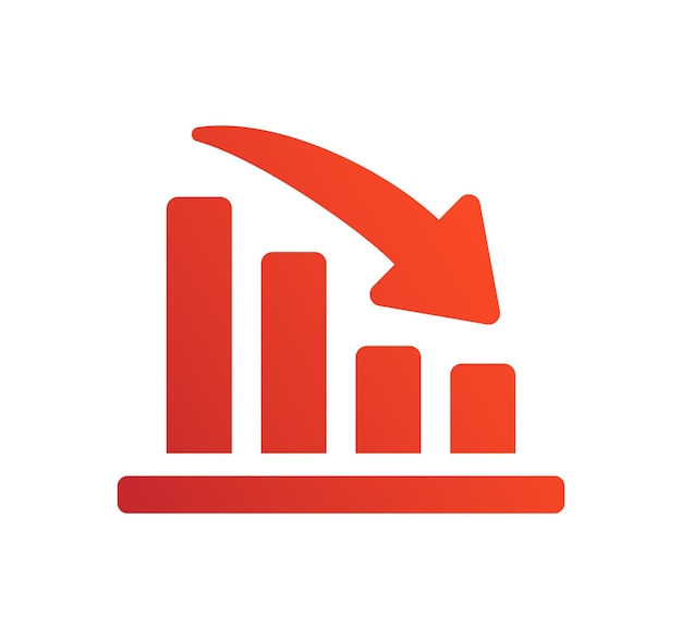decrease graph with arrow down red design vector illustration