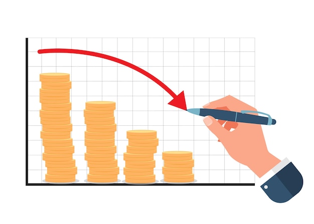 Decrease in investment concept stock illustration