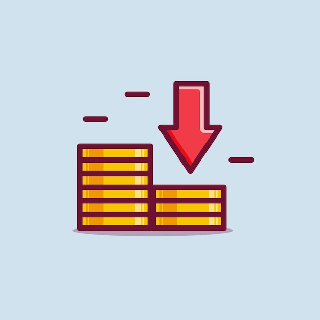 decrease money income cartoon vector icon isolated object