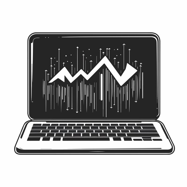 decrease statistics arrow symbol on laptop screen