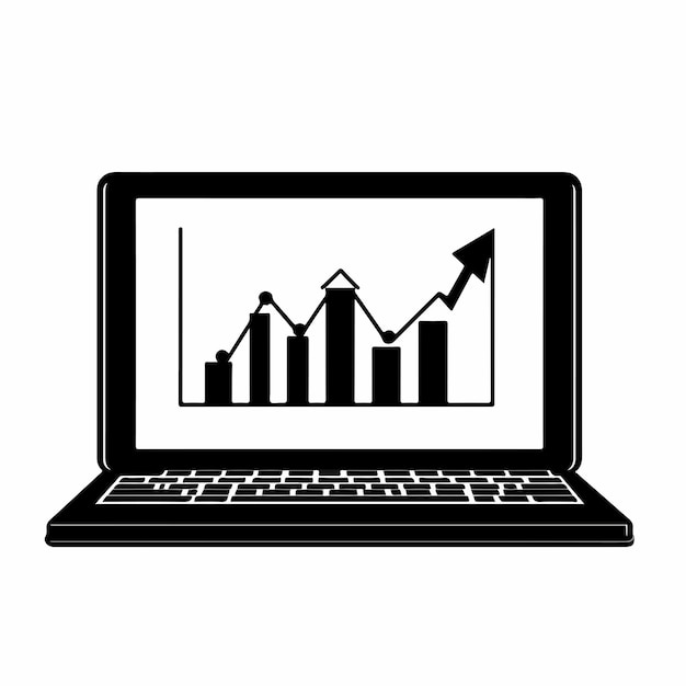 decrease statistics arrow symbol on laptop screen