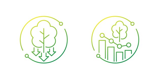 deforestation line icons decrease in forest areas