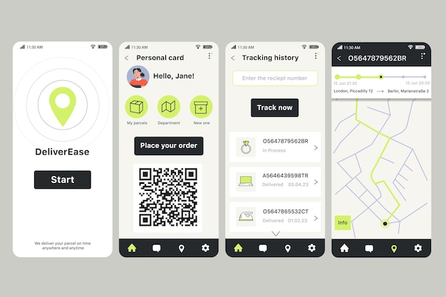 delivery app concept in flat design deliverease mobile app interface display