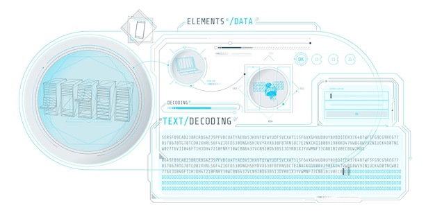 design of a software interface for storing processing and decoding data vector illustration