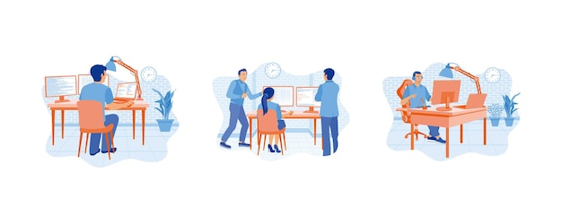 develop programming and coding technology the manager and team of programmers work together