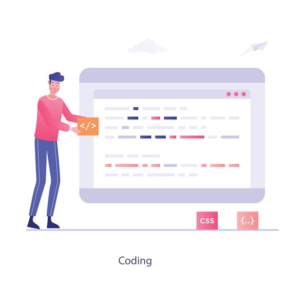develop software by writing code flat editable style of coding