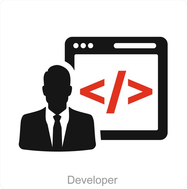 developer and code icon concept