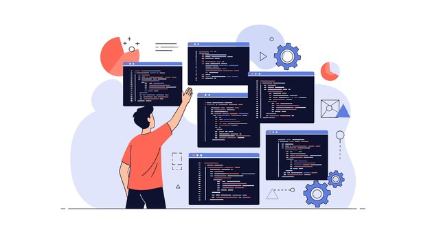 developer managing multiple code windows