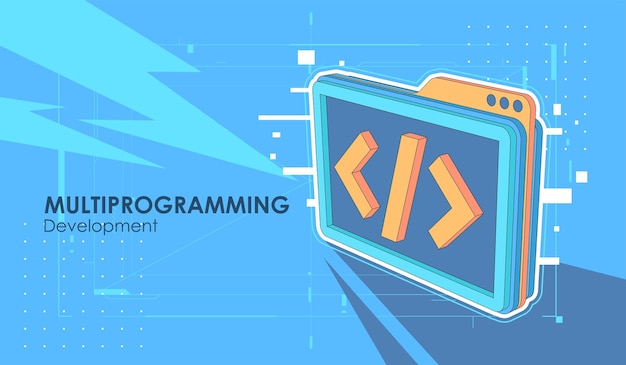 development and software banner. concept of programming, data processing
