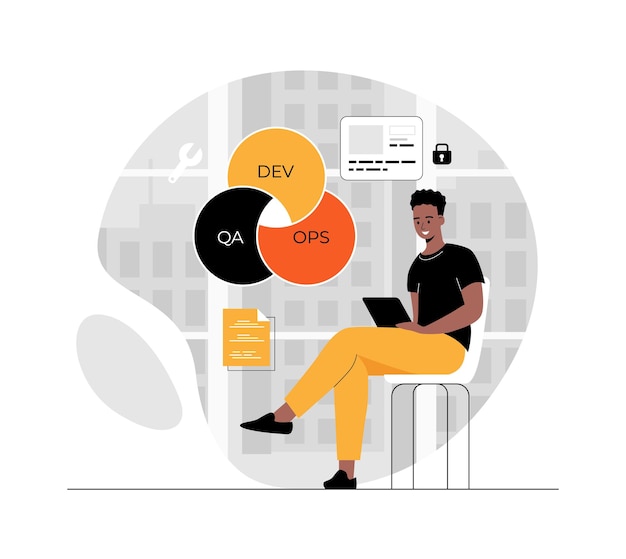 devops developer concept programmer working on software development operations process technical