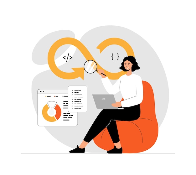 devops developer concept programmer working on software development operations process technical