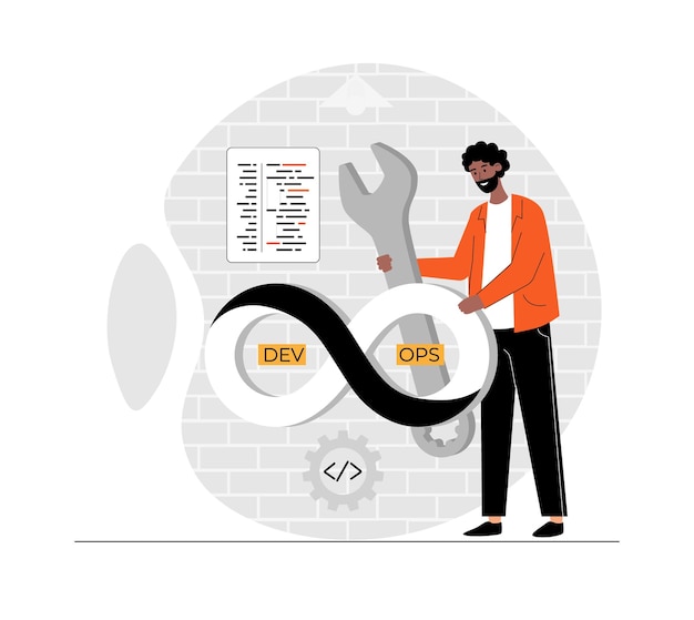 devops developer concept programmer working on software development operations process technical