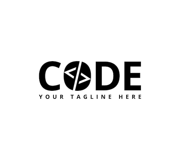 digital code text based logo for a coding programmer web developer and html coding logotype