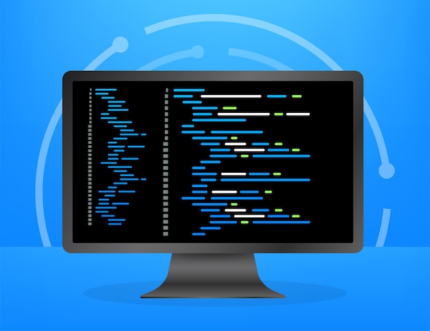 Digitale Java-codetekst. Computersoftware codering vector concept. Programmering codering script java, digitale programmacode op scherm afbeelding. Vector voorraad illustratie.
