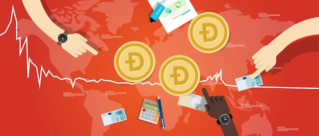 doge coin decrease exchange value digital virtual price down chart red