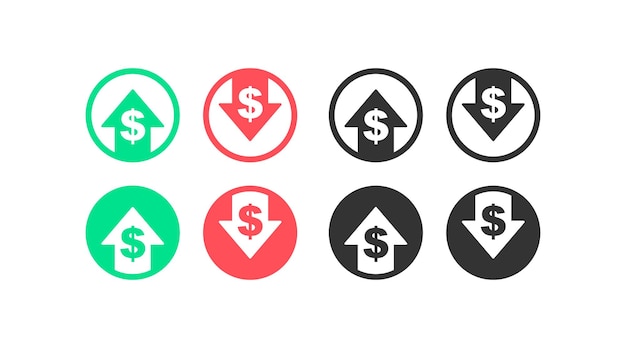 dollar increase and decrease icon the rise and fall of the dollar vector desing