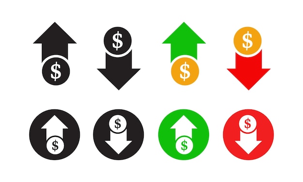 dollar increase decrease icon up and down dollar arrow vector symbol