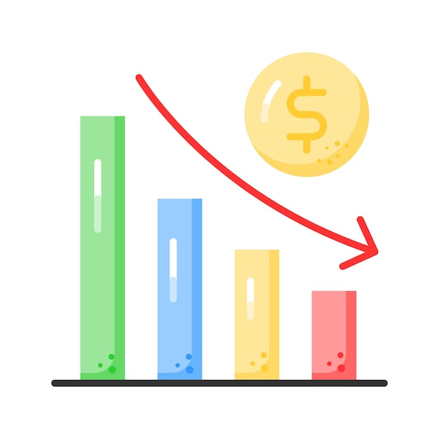 down chart financial loss decrease chart vector design