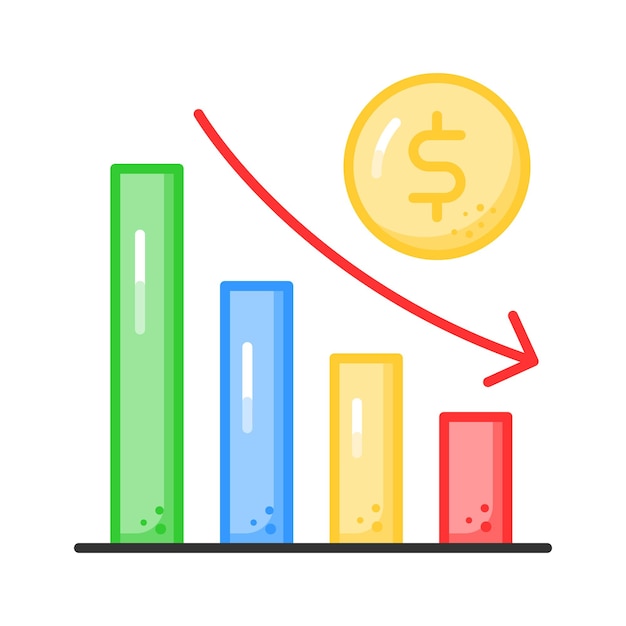 down chart financial loss decrease chart vector design