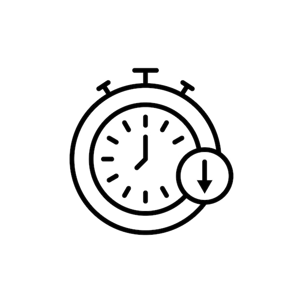 down time icon set less time vector symbol reduce or decrease working or operation time sign save time icon