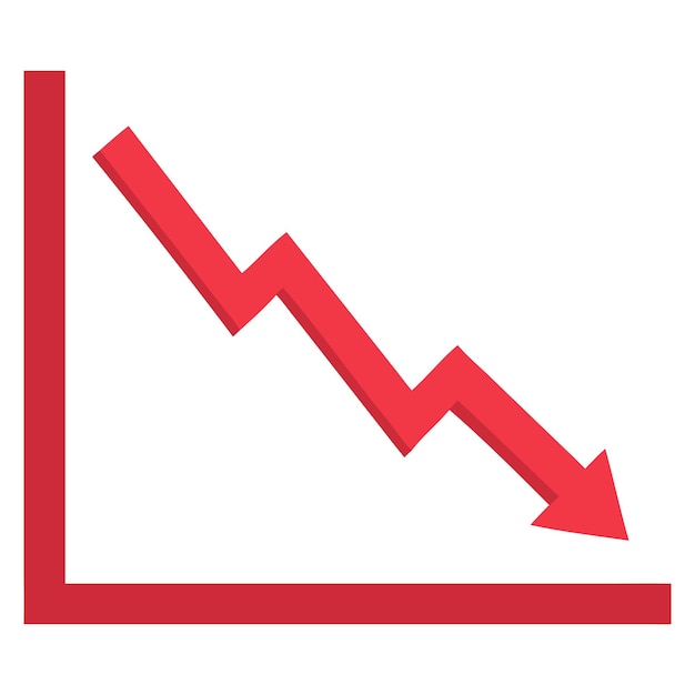 downward trend graph symbol representing a decrease in financial performance or data